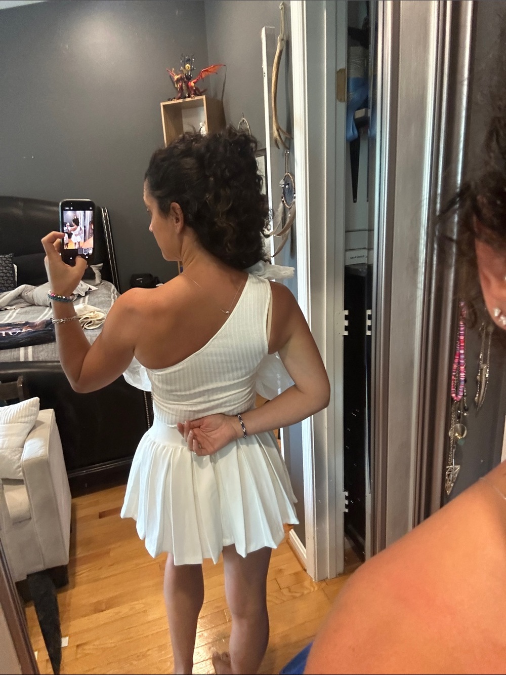 White One-Shoulder Ruffle top - Picture 2 of 5
